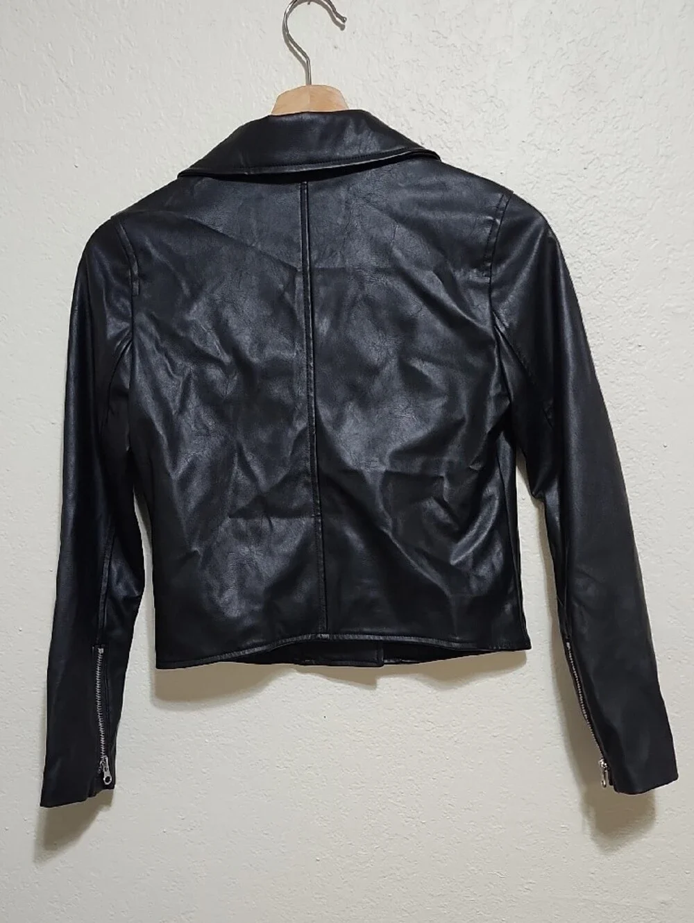 Gap Teen Black Faux-Leather Recycled Moto Biker Jacket - Sz 10 Biker Unisex
